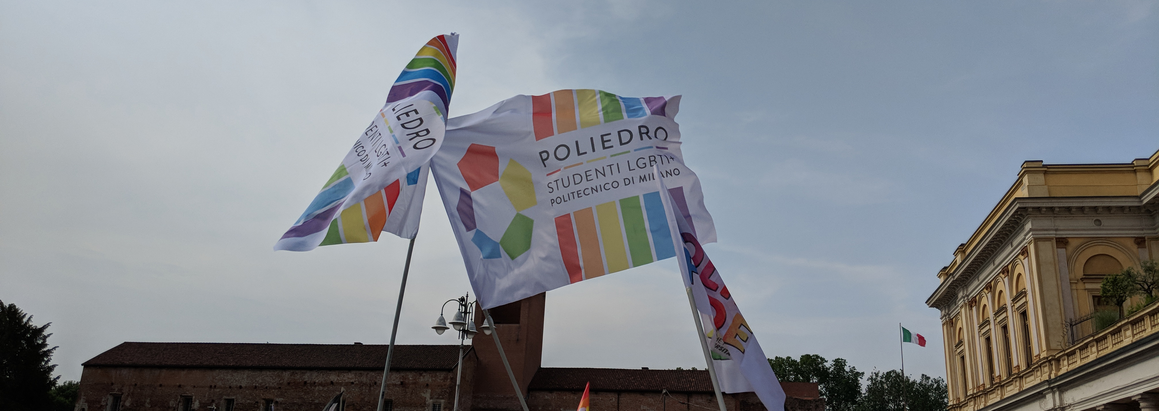 La bandiera di PoliEdro a un pride